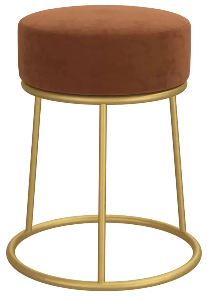 Banqueta redonda veludo castanho