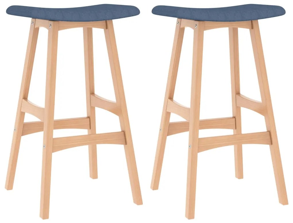 vidaXL Bancos de bar 2 pcs tecido azul