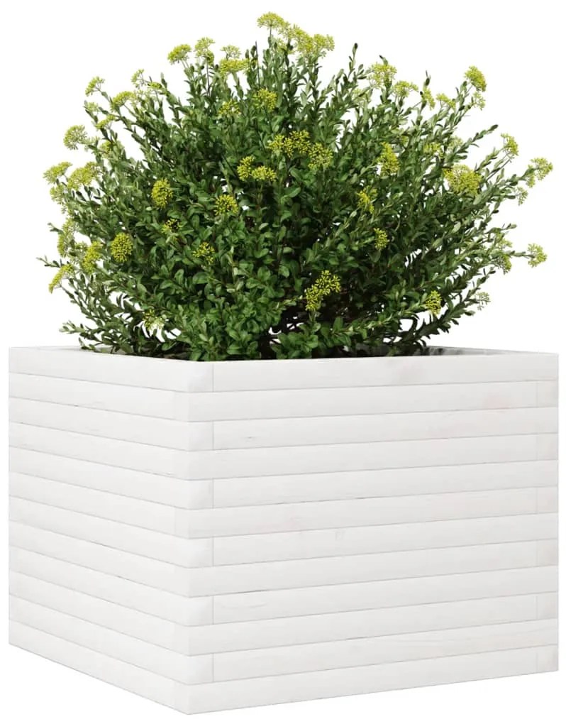 Vaso/floreira de jardim 60x60x45,5 cm pinho maciço branco