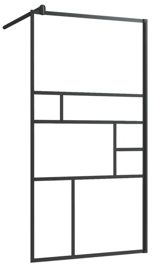 Divisória chuveiro+prateleira 115x195 vidro ESG/alumínio preto