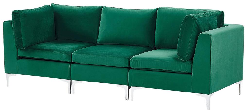 Sofá de canto de 3 lugares em veludo verde EVJA Beliani