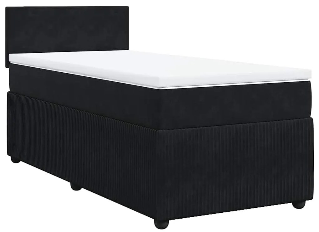 Cama com molas/colchão 90x200 cm veludo preto