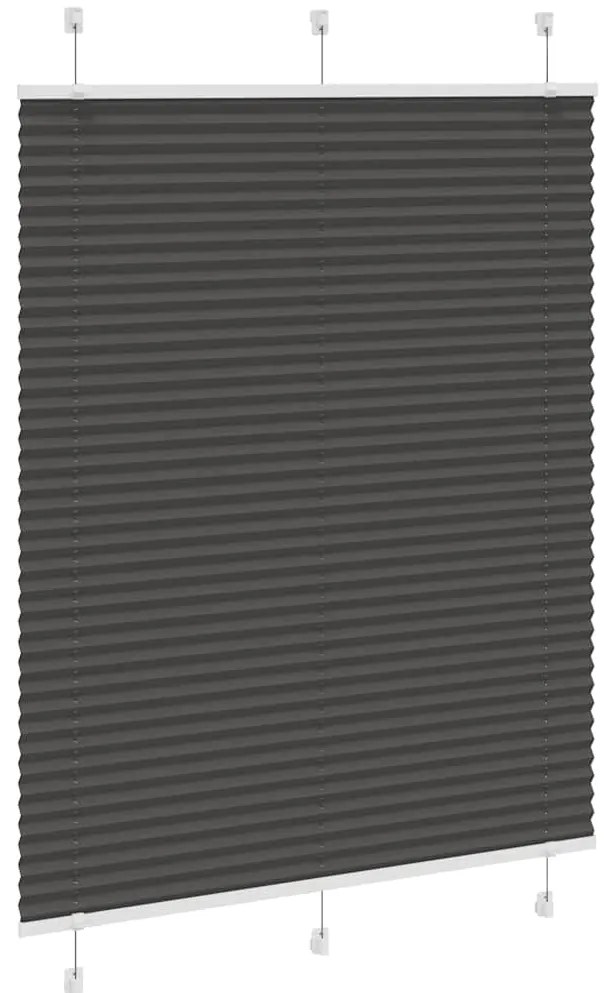 Preto Plissada Cega 105x100 cm Largura Tecido 104,4cm Poliéster