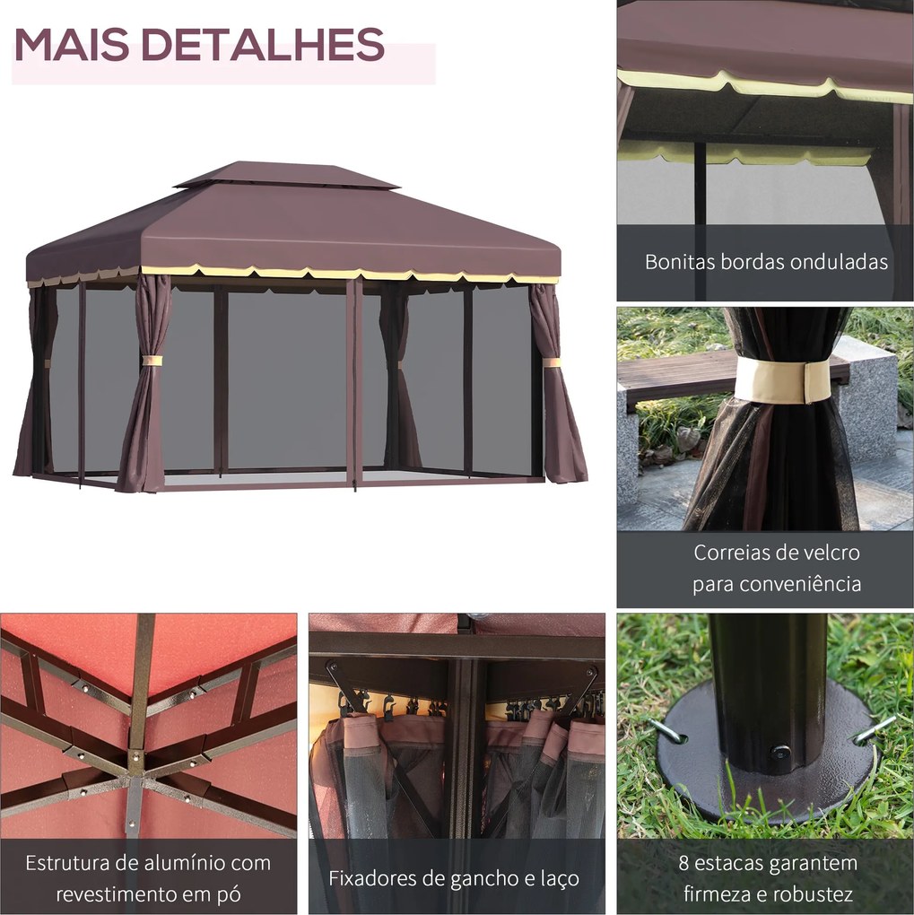 Pérgola de Jardim 4x3m Pérgola de Alumínio com Teto de Ventilação 4 Co