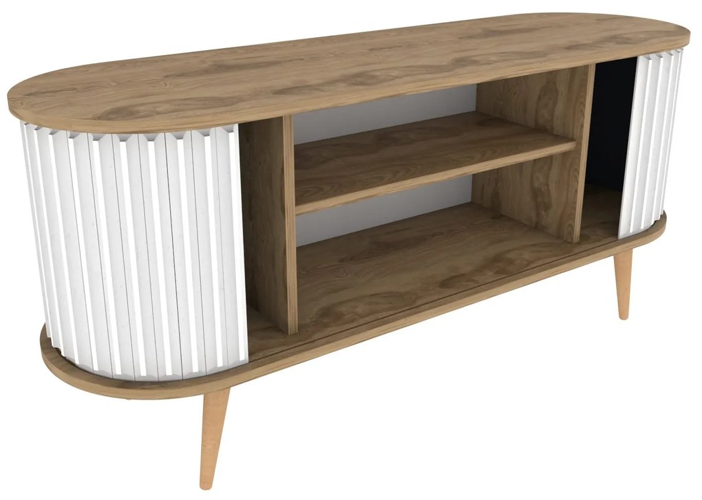 Móvel TV Stor – Carvalho Oud Branco – 140 cm x 43 cm x 64 cm