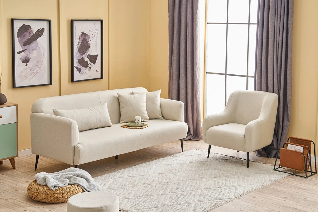 Sofá de 3 Lugares Revos – Creme – 200x80x100 cm