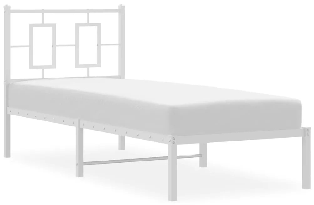 Estrutura de cama com cabeceira 75x190 cm metal branco