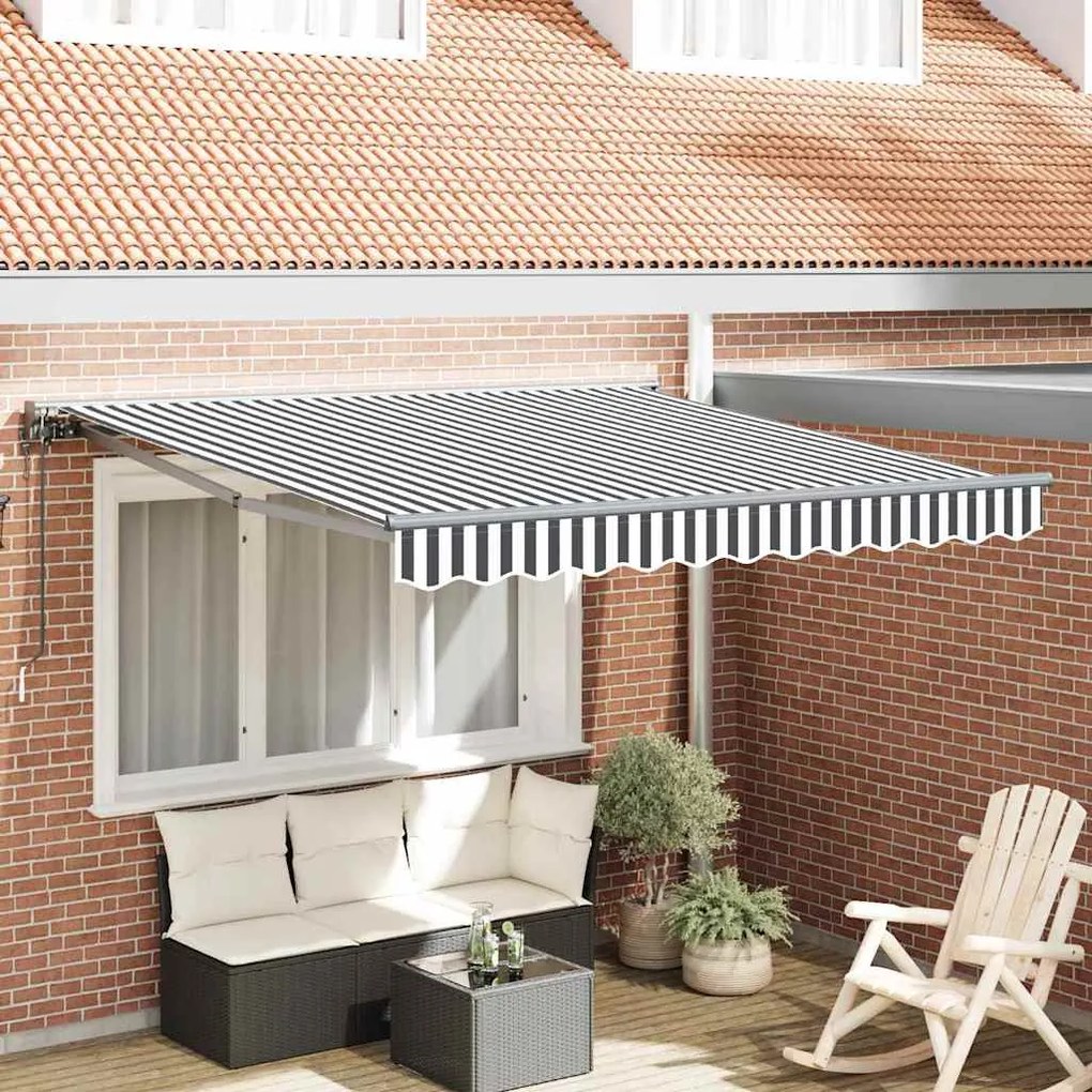 vidaXL Toldo Retrátil Antracite e Branco 300 x 250 cm