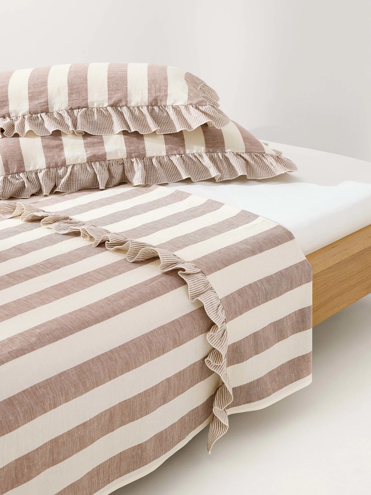 Lençol em linho e algodão com folhos Posie