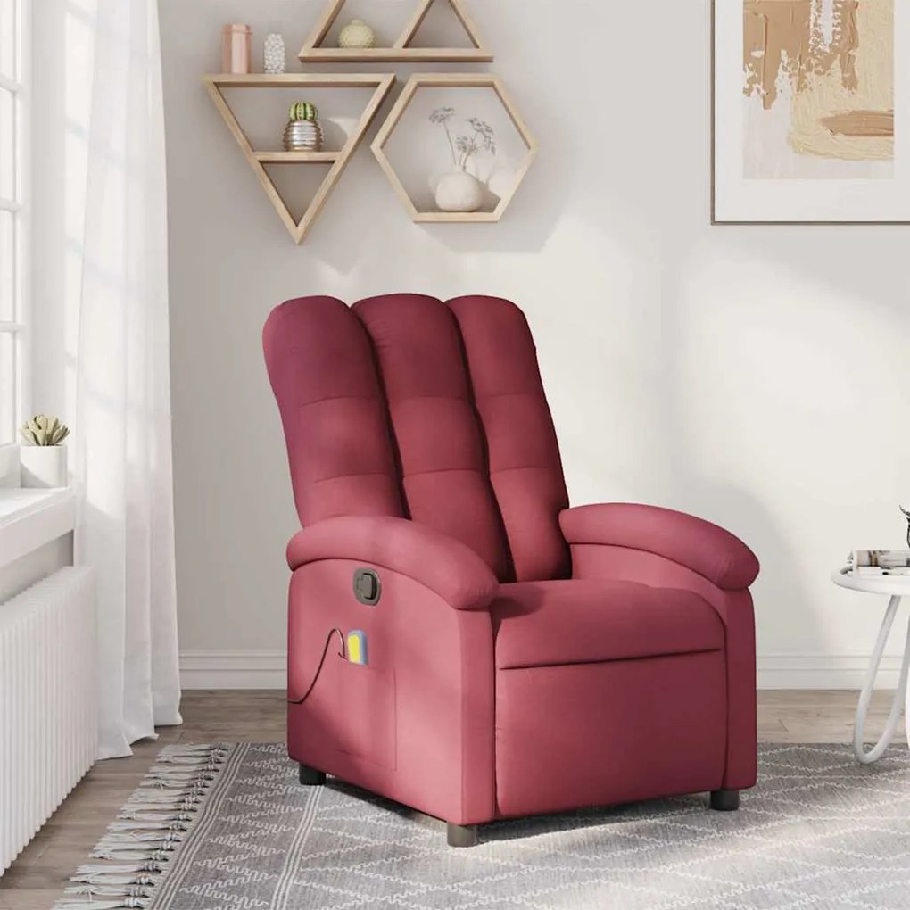 Poltrona de massagens reclinável tecido vermelho tinto