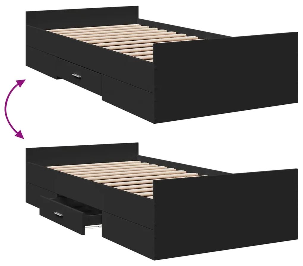 Estrutura cama c/ gavetas 90x190 cm derivados de madeira preto