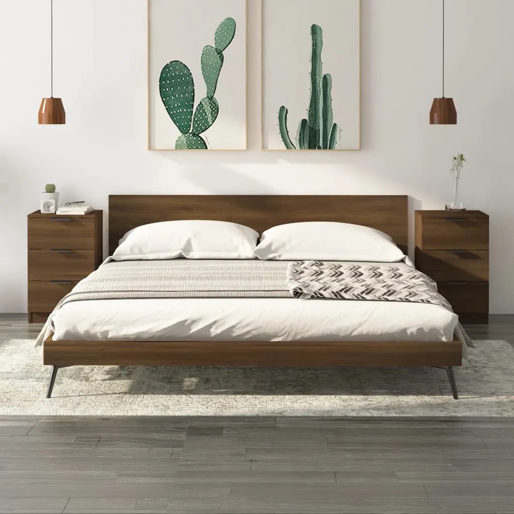 vidaXL Mesas de cabeceira 2 pcs 40x36x65 cm cor carvalho castanho