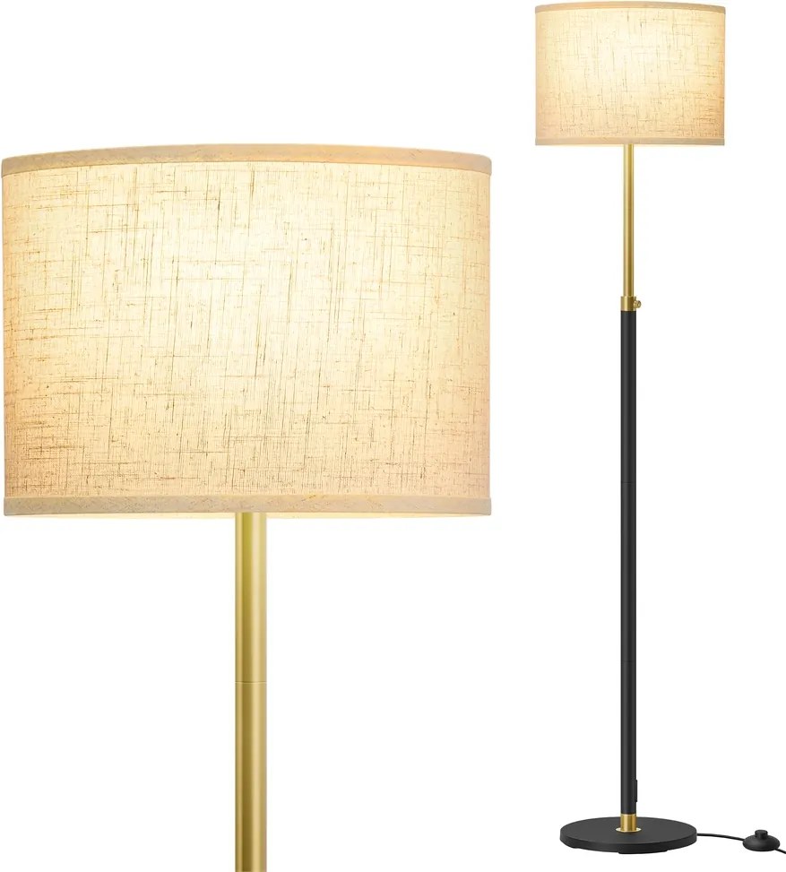 Candeeiro de pé 30 x 30 x (140-170) cm, com altura ajustável Dourado-preto
