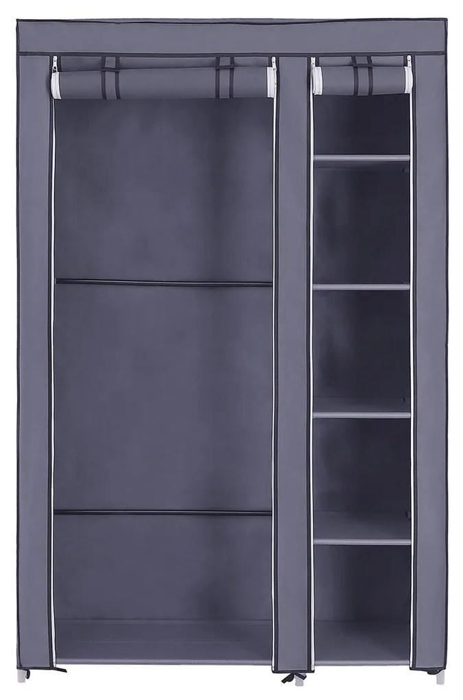 SONGMICS Guarda-roupa portátil, armário dobrável, organizador de roupas com trilho para pendurar, prateleiras, capa de tecido, para quarto, vestiário, 110 x 45 x 175 cm, cinza LSF007G