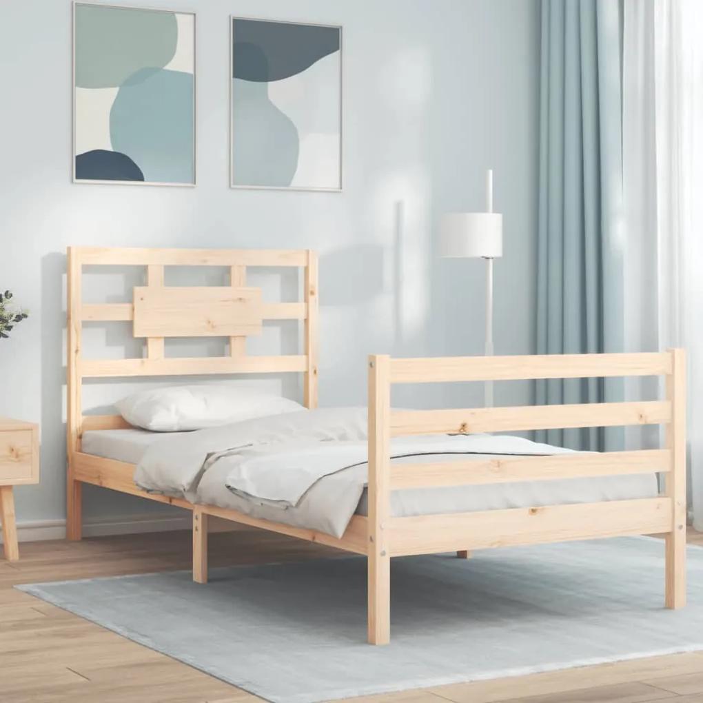 Estrutura de cama com cabeceira 90x200 cm madeira maciça