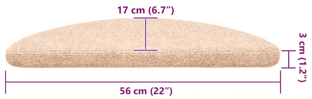 Tapetes de escada adesivos 20 pcs 56x17x3 cm creme