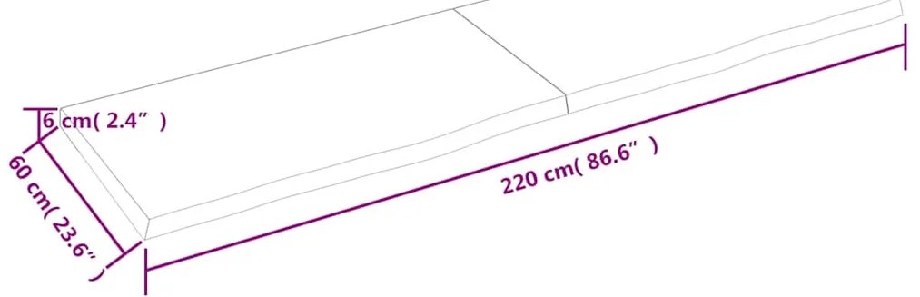 Prateleira de parede 220x60x(2-6)cm carvalho maciço não tratado