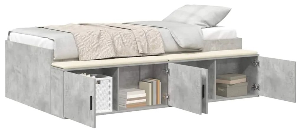 Estrutura de Cama com Armazenamento Cinza Concreto 90x190 cm