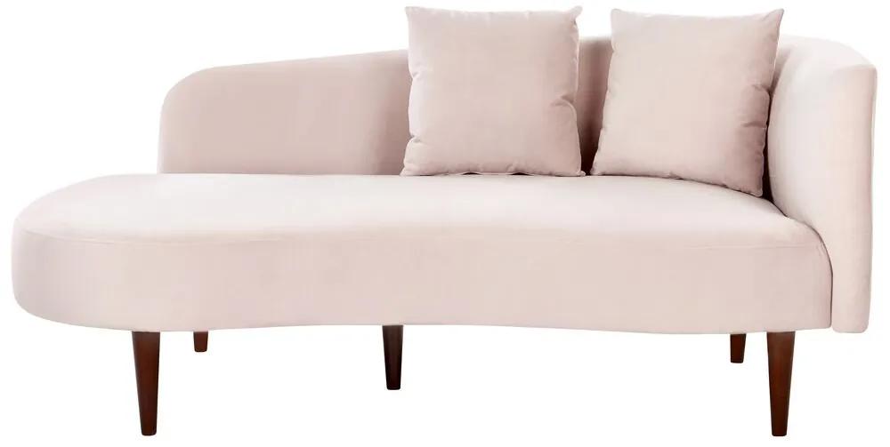 Chaise-longue versão à direita em veludo rosa pastel CHAUMONT Beliani