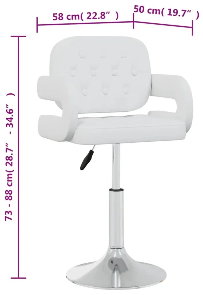 Cadeiras de jantar giratórias 4 pcs couro artificial branco