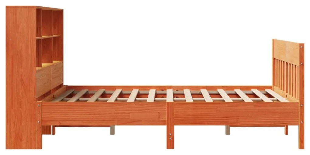 Cama sem colchão 140x190 cm pinho maciço castanho-mel