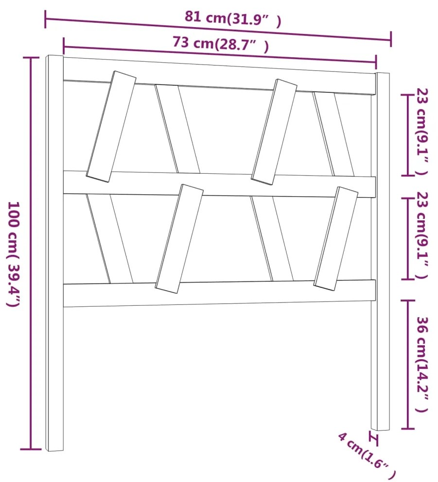 Cabeceira de cama 81x4x100 cm pinho maciço cinzento