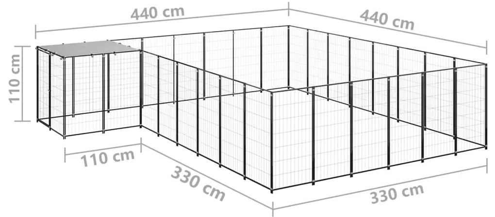 Canil 15,73 m² aço preto