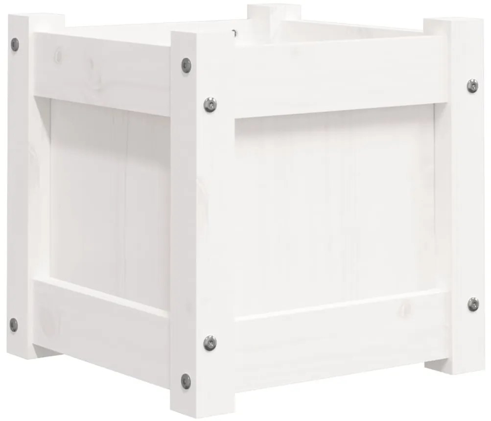 Vaso/floreira de jardim 31x31x31 cm pinho maciço branco