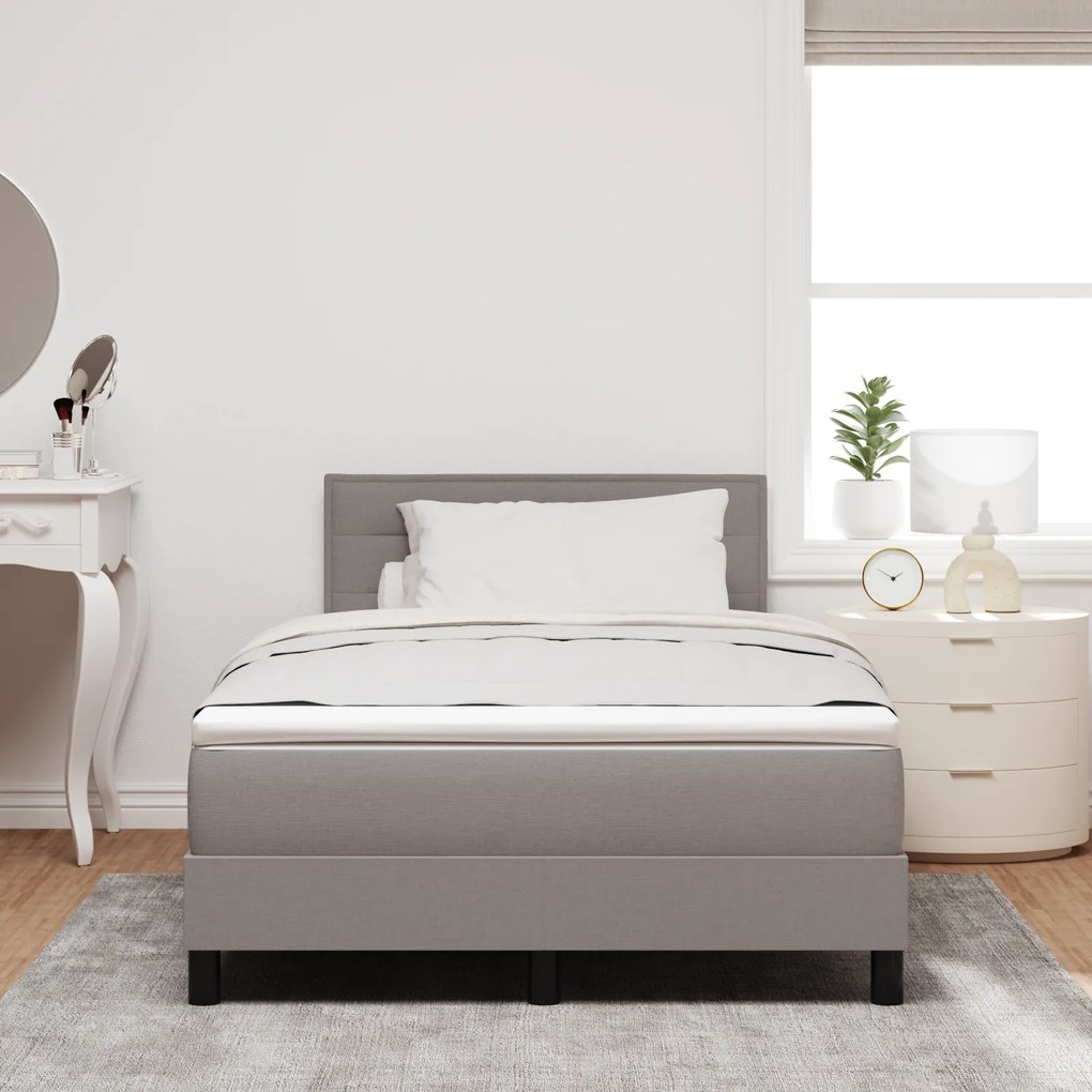 Cama Box Spring com Colchão Taupe 120x200 cm Tecido