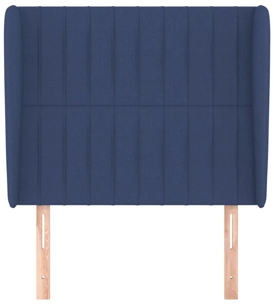 Cabeceira de cama c/ abas tecido 103x23x118/128 cm azul