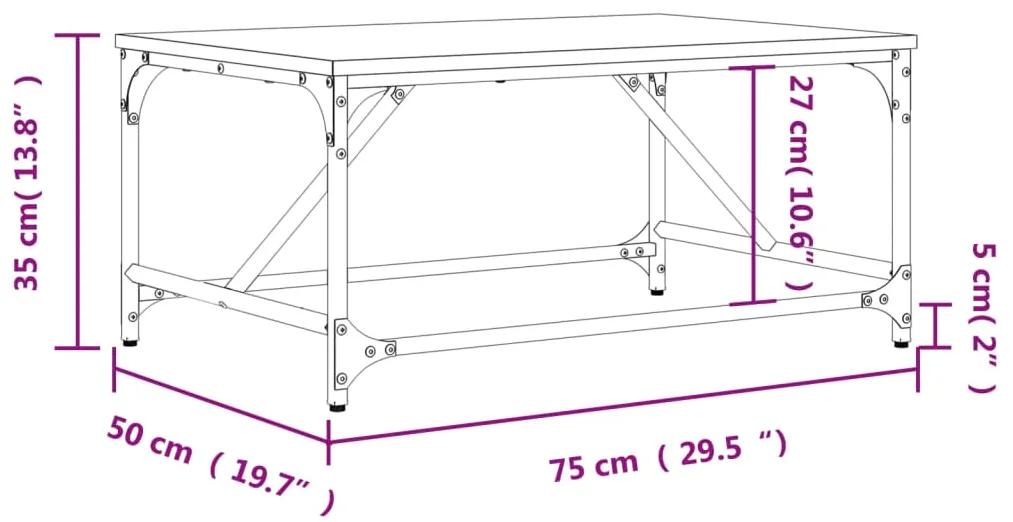 Mesa de centro 75x50x35 cm derivados de madeira cinzento sonoma