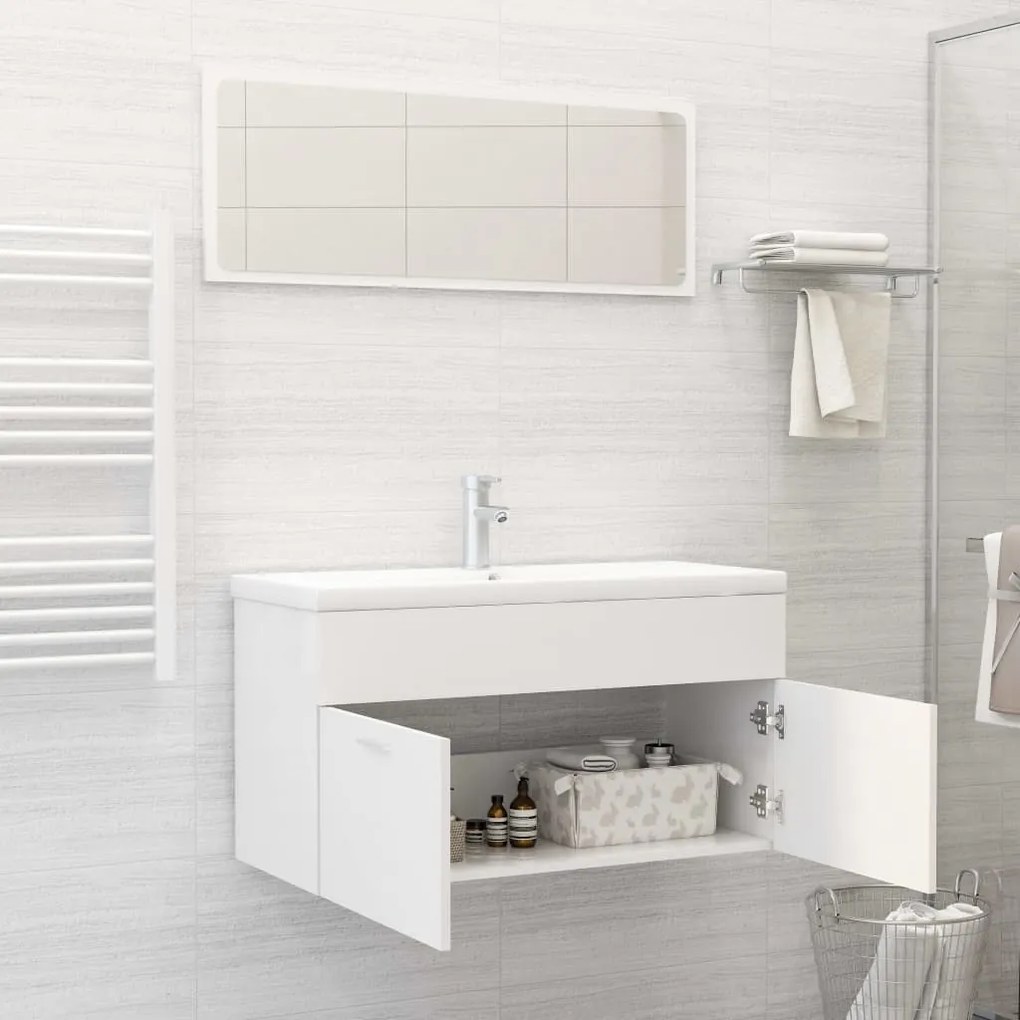 Conjunto de móveis de casa de banho derivados de madeira branco