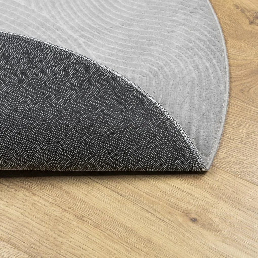 Tapete de pelo curto IZA visual escandinavo Ø 80 cm cinzento