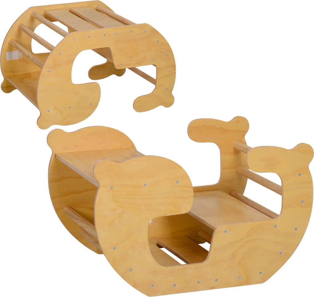 AIYAPLAY Arco de escalada infantil, mesa para brinquedos infantil 18-48 meses, design 2 em 1, carga máx. 50 kg, madeira natural | Aosom Portugal