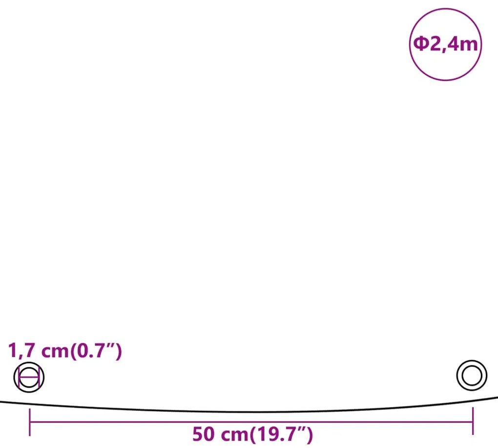 Lona Ø 2,4 m 650 g/m² branco