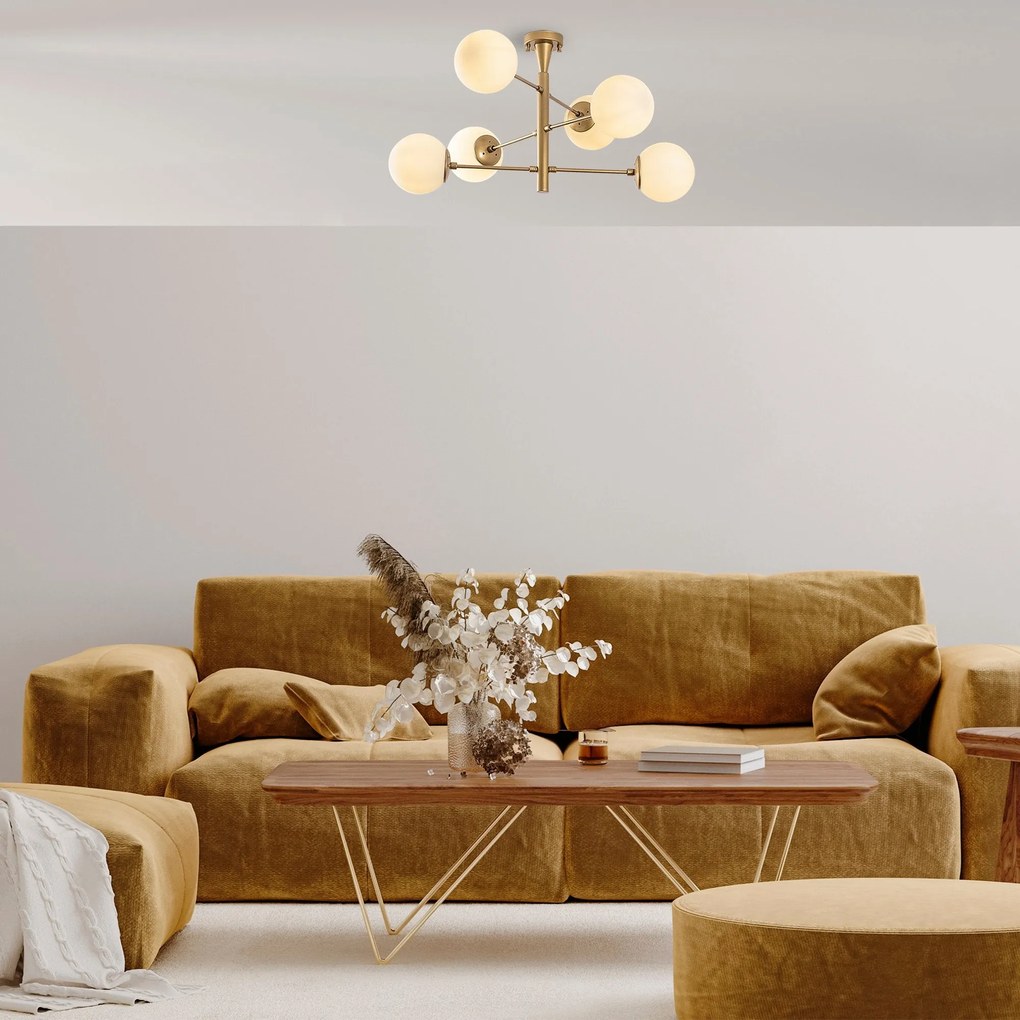 Candeeiro de Teto Arge – Dourado – 75 x 75 x 40 cm