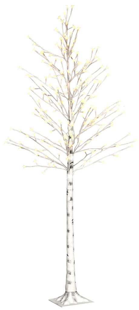 HOMCOM Árvore Cerejeira com 180 Luzes LED IP4 Banco Quente com Luz Ajustável em 3 Modos 21,5x21,5x180cm Branco | Aosom Portugal