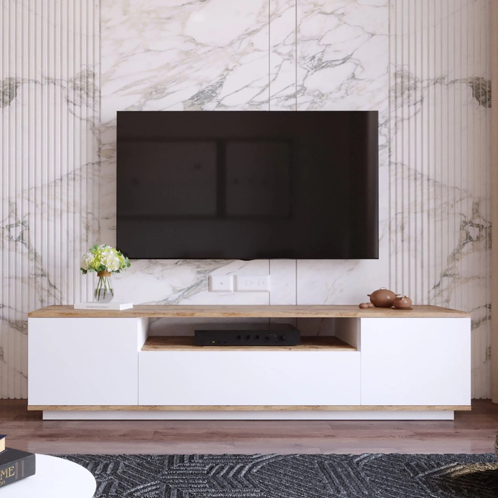 Móvel TV FR7 – Pinho Atlântico Branco – 180x44,6x44,5 cm