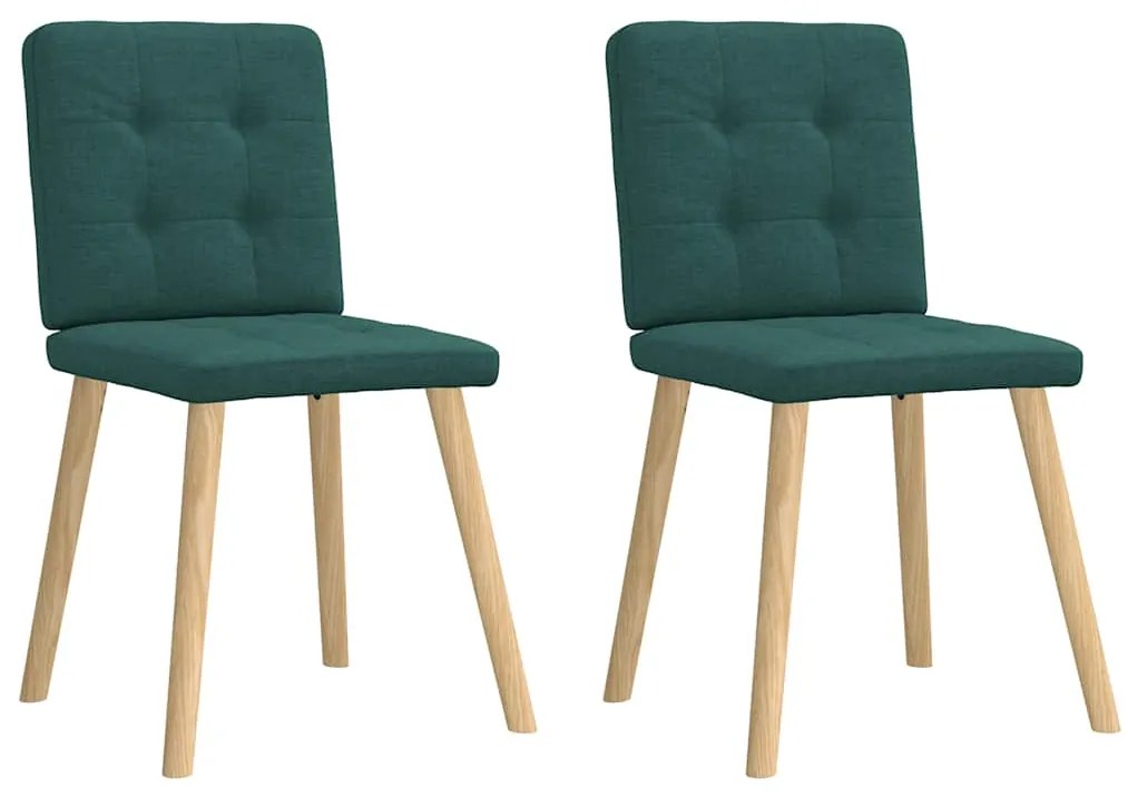 Cadeiras de jantar 2 pcs tecido verde-escuro