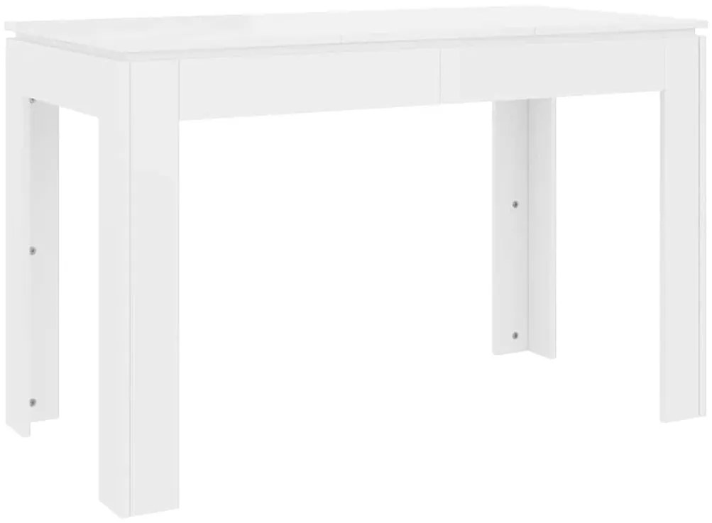 Mesa de jantar 120x60x76 cm contraplacado branco brilhante