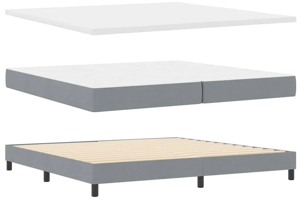 Cama Box Spring com Colchão Cinza Claro 200x200 cm Tecido