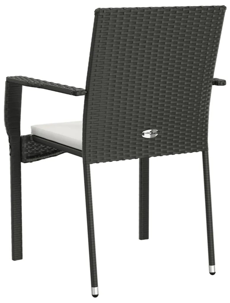 Cadeiras de jardim com almofadões 2 pcs vime PE preto