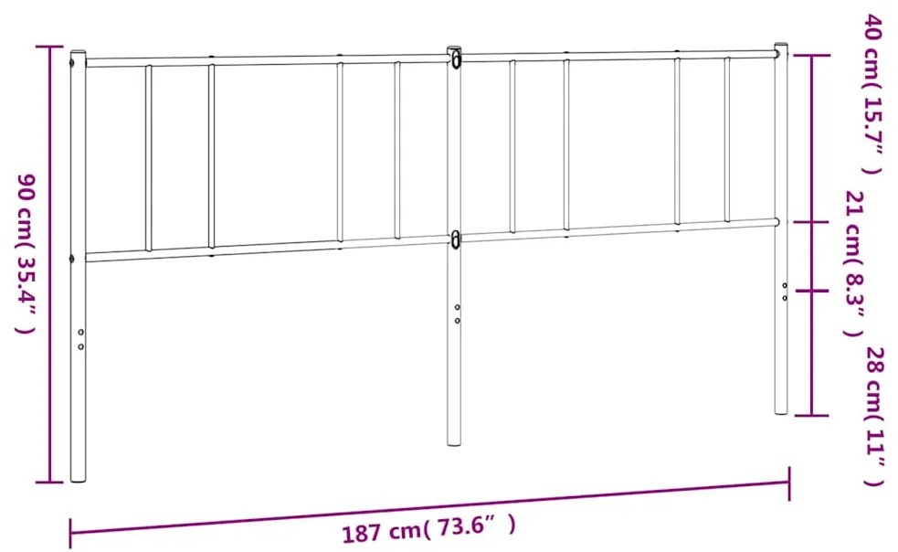 Cabeceira de cama 180 cm metal branco