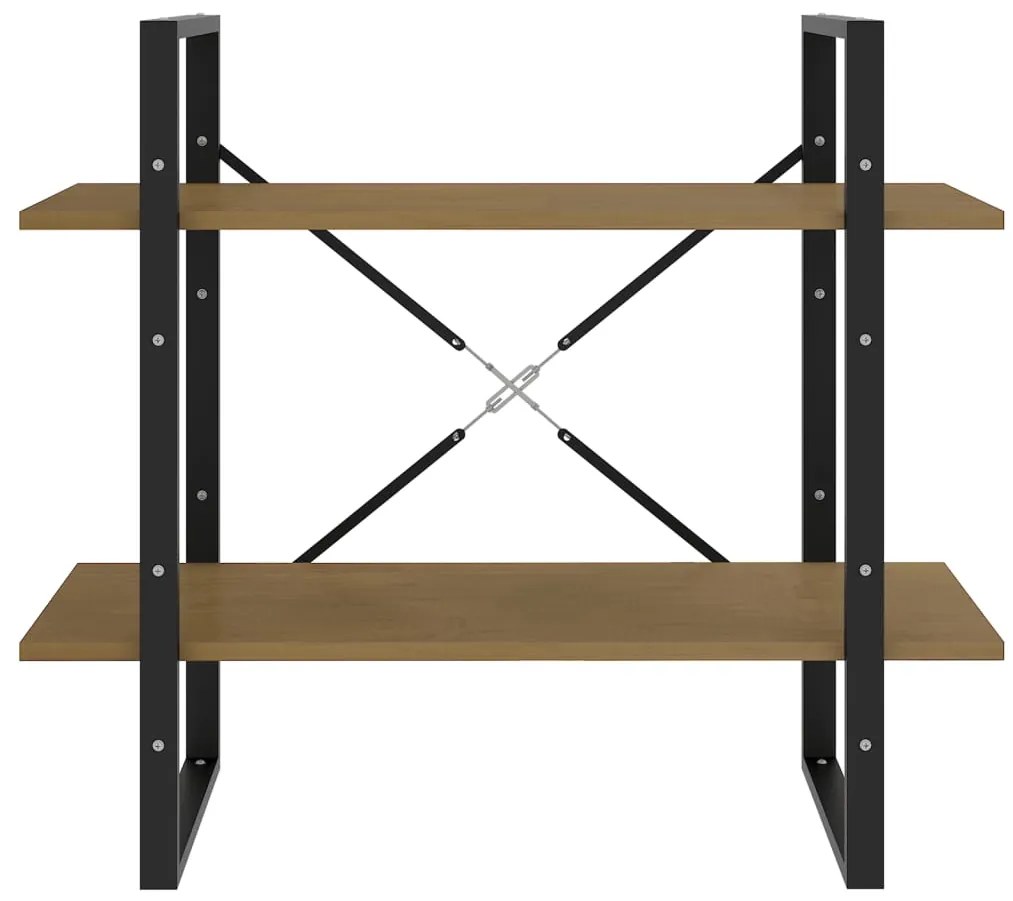 Estante com 2 prateleiras 80x30x70 cm pinho maciço castanho