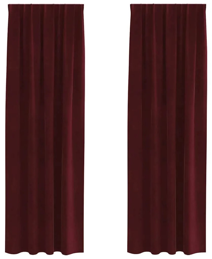 Cortinas Opacas vidaXL com fita superior 2 pcs Bordô Veludo