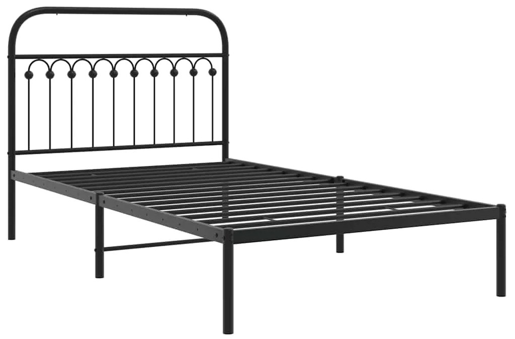 Estrutura de cama com cabeceira 107x203 cm metal preto