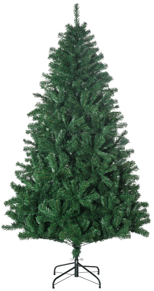 HOMCOM Árvore de Natal 180 cm com 1000 Ramos de PVC e Suporte de Aço Decoração de Natal para Interior Verde