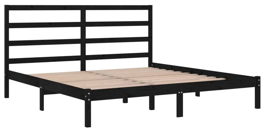 Estrutura de cama 200x200 cm pinho maciço preto