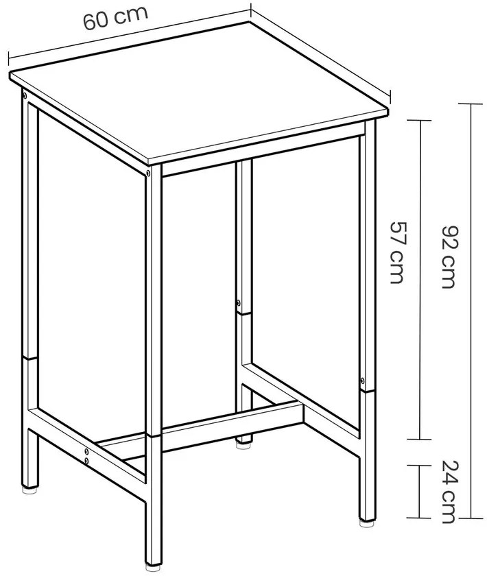 Mesa de bar, mesa de cozinha, mesa alta (BANCOS NÃO INCLUIDOS) 60 x 60 x 92 cm preto