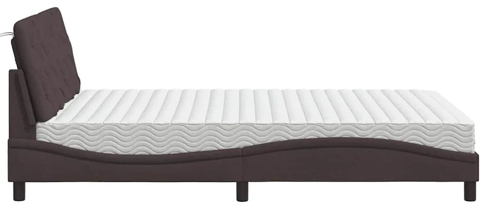 Cama com colchão 120x200 cm tecido castanho-escuro